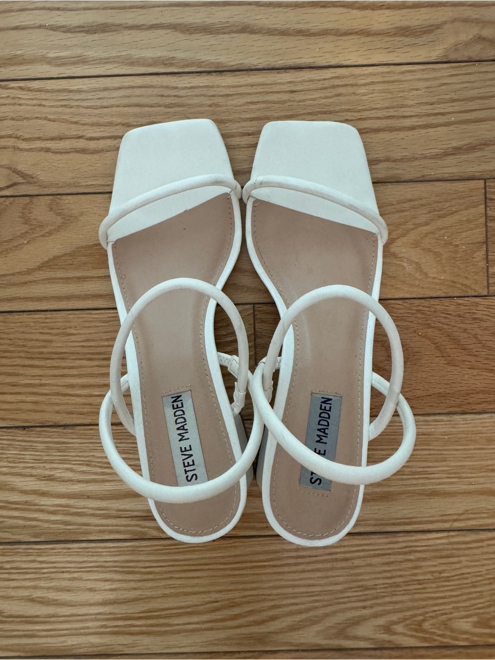 Steve Madden White Strappy Square-Toe Heels